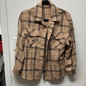 Plaid Tan Women's flannel shirt